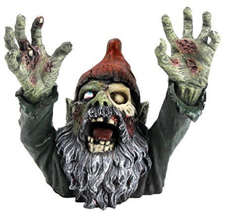 Design Toscano Zombie Gnomi Decorazione gotica Gnomi da giardino statua cimiteriale, poliresina, a colori, 28 cm