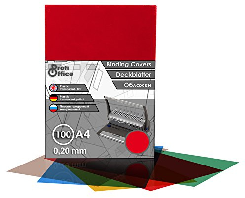 ProfiOffice® Deckblätter, DIN A4, transparent-rot, glänzend, 0.20 mm, 100 Stück(59004)