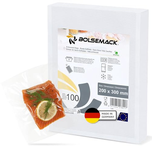 BOLSEMACK Vakuumierbeutel 20x30cm - Vakuumbeutel 100 Stück für alle Vakuumierer & Lebensmittel Vakuumiergerät - Vacuum bags reißfest - BPA-frei