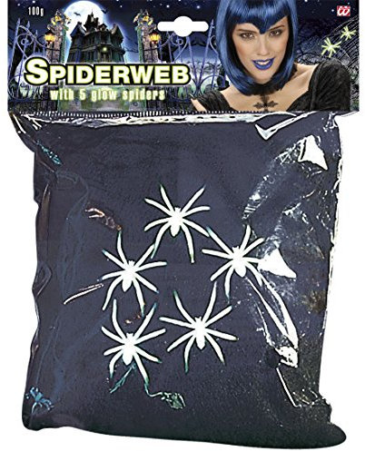 NET TOYS Spinnweben Stoff Spinnennetz mit 5 Neonspinnen Spinnen Netz Deko Spinnenweben Halloweendeko Zubehör Horror Mottoparty Accessoire Halloween Dekoration Hexe