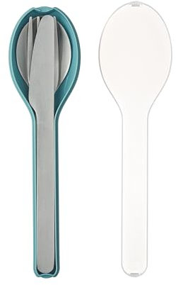 Mepal - Juego de Cubiertos de 3 Piezas Ellipse - Cuberteria para llevar - Consta de cuchillo, tenedor y cuchara - Set de Cubiertos con Estuche de Viaje - Acero Inoxidable - Nordic Green