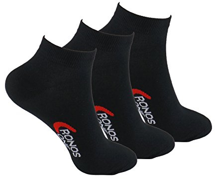 Calcetines DEPORTE (3 pares) SIN COSTURAS tobilleros para hombre o mujer. Mantiene el pie seco. Ideal para tenis, pádel,... Puño antipresión. 80% - algodón. (Negro, eu: 43-46 // uk: 9-11)