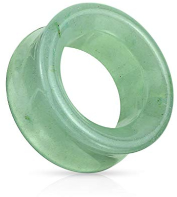 beyoutifulthings Ohr-Tunnel Grüner Aventurin-Stein Ohr-Piercing Ohr-Schmuck Ohr-Plug Double Flared Sattel-Verschluss 6-25mm