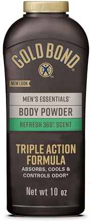 Gold Bond Men's Essentials Talc Free Body Powder, 10 oz., Refresh 360 Scent, Body Powder for Men, Wetness Protection