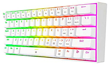 Redragon K630 Dragonborn Blanco - Teclado Mecánico Gaming 60% - Compacto - 61 Teclas - Teclado Gamer TKL para Juegos - Interruptores Marrones - Iluminación RGB
