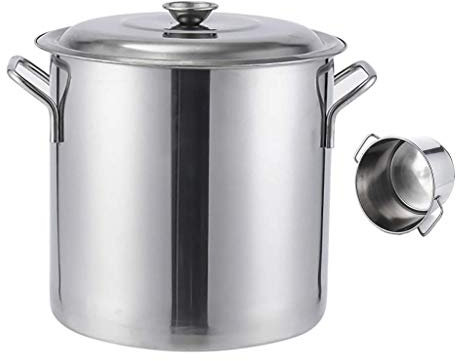 WHLMYH POT Zuppiera con coperchio, in acciaio inox con coperchio, per verdure, a conduzione rapida del calore, universale, 20 cm, argento, 25 cm, 25 cm x 25 cm