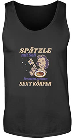 Spätzle avec sauce – Proverbes souabes – Cadeaux de souabe – Débardeur pour homme, Noir , XXL