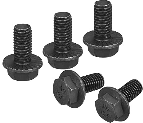 sourcing map M10-1.5x20mm Hex Serrated Flange Bolts 10.9 Grade Carbon Steel Screws 5pcs