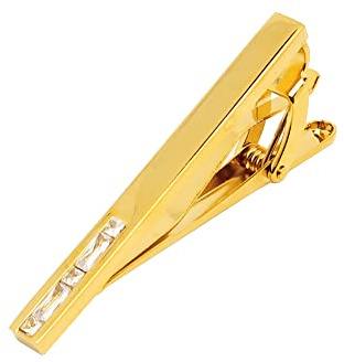 Jonwo Silber/Vergoldet Krawattennadeln aus Kristall für Herren In Geschenkbox 5cm Herren Krawattenklammern Tie Clip Krawatte Geschäft Jubiläum Geschenk Hochzeit (Vergoldet Transparent Kristall)