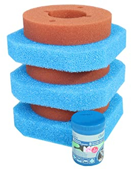 Wacredo Ersatzschwamm Set + Filterstarter für Oase Filtoclear 6000 Teichfilter Filterschwämme Filter Filterstarter Komplettset Wasseraufbereitung Filterschwamm Teichpflege Ersatzschwämme