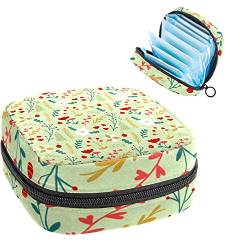 Borsetta da donna per assorbenti e coppette mestruali, borsa portatile per le mestruazioni, borsa per riporre tamponi natalizi con cerniera, Multicolore, 4.7x6.6x6.6 in/12x17x17 cm, Beauty case