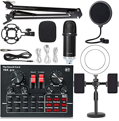 Attrezzatura per DJ per feste Telefono cellulare Attrezzatura di schede audio live v8 Set di schede audio live Set Condenser Microfono Mobile Phone Freat Creeding Set di attrezzature completa(2)