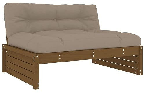 vidaXL Mittelsofa, Gartensofa mit Kissen Latten-Design, Modular Holz Sofa für Garten Terrasse, Gartenmöbel Loungemöbel, Honigbraun Massivholz Kiefer