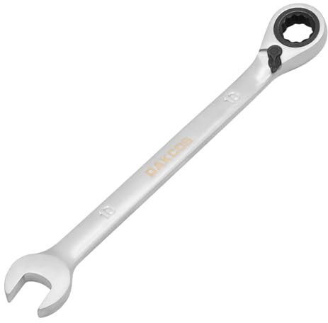 DAKCOS Reversibili chiave combinata a cricchetto 10 mm - chiave combinata metrica a cricchetto in CR-V con finitura cromata opaca
