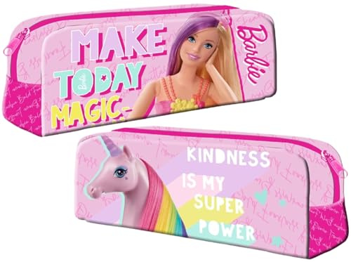 TDL Trousse à crayons rectangulaire à fermeture éclair pour fille Motif Barbie Movie One Zip Rose, rose, Trousse à crayons