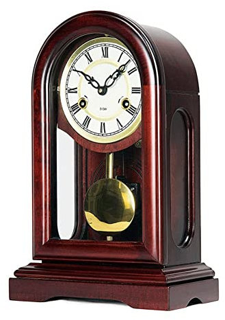 LUOYAOB Vintage Kaminuhr Vintage Tischuhr, Retro -Manteluhr, batteriebetriebene stille Imitation Holzkamin Manteluhr, for Wohnzimmer Nachttisch Büroschreibtisch Regal Dekor (Color : C)