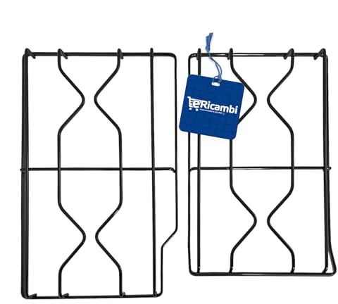 ERICAMBI, Kit Griglie x2 per Cucina Piano Cottura, Compatibile con Ariston Indesit Hotpoint Whirlpool, Dimensioni: 448x283 | 409x258 (mm) Smaltata Nero Lucido