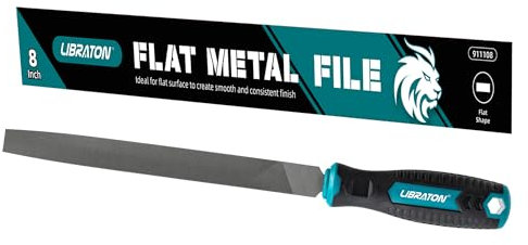 LIBRATON 200MM-Flachfeile für Metall, Metallfeilenwerkzeug, Feile aus Kohlenstoffstahl, Handfeile für Metall, Metallbearbeitung, Holz, Kunststoff, Flachfeile zum Verfeinern, Formen und Schaben