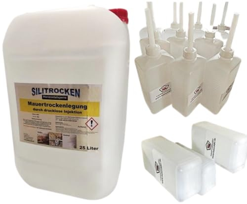 Verkieselung Komplett System - dauerhafte Horizontalsperre für innen und außen - SILITROCKEN 25 L + 15 Behälter