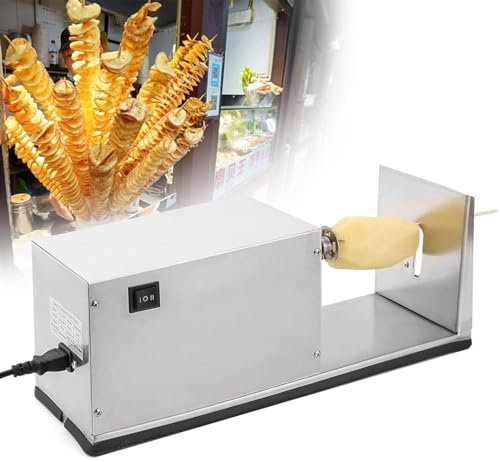 Affettatrice Elettrica for Patate, Affettatrice for Patate Elettrica Tornado Taglierina a Spirale Macchina for Patate Fritte in Acciaio Inossidabile con Controllo dell'Interruttore for Uso Commerciale