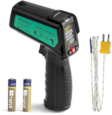 Termometro a infrarossi, tipo K termocoppia a temperatura laser regolabile emissività max misura senza contatto, pistola termica per esterni, pistola digitale IR Temp Gun per cibo, cucina