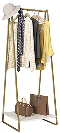 DinganyuEU Schwere Kleiderstange, Metallbügel, Standgarderobe, Kleiderbügel für Bekleidungsgeschäfte, Regal aus Gold + weißem Marmor (Size : 60cm/23.6inch)