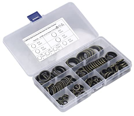 Kit Rondelle Paraolio in Gomma 110 Pezzi, M6 M8 M10 M12 M14 M18 M20, Guarnizione in Gomma Resistente Alle Alte Temperature, Lyrlody