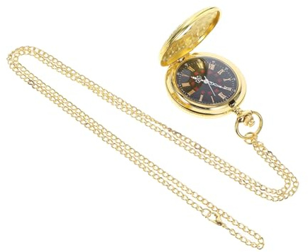 LIFKOME Vintage Taschenuhr im Goldenen Legierungsmaterial mit Filigranem Schnitzmuster Leicht und Verblassungsresistent für Geschenk zum Vatertag oder Jubiläum