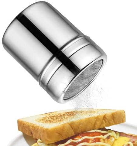 Pulverströare i rostfritt stål, pulversockerströare, kakaoströare för cappuccino , fin skärmdesign, pulverströare för socker, salt, ströare cappuccinokaffe