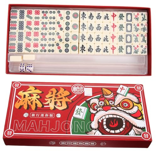 ifundom Portable Travel Mahjong Set Mini Mahjong Game Kit Storage Case for Dormitory and Family Gatherings 1 Complete Set