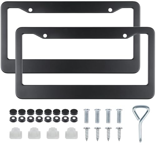 Pack 2 Unidades Portamatriculas Coche para Alfa Romeo Giulietta 940 I 2010-2021, Soporte de Matrícula de Coche Negro Marco de Matrícula