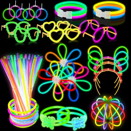 Foydream Knicklichter Party Set, 488 Pieces Glow Sticks with 200 Glow Sticks 200 Connectors, Knicklichter Schwarzlicht Deko für Halloween, Weihnachten, Geburtstage, Festivals, Dunkle Party-Accessoires
