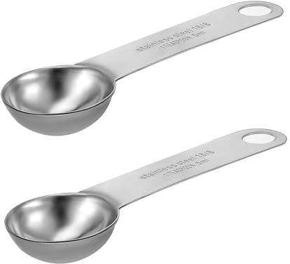 Yuanchu 2pcs Coffee Spoon Measure, 18/8 Stainless Steel 1 Teaspoon(1/3 tbsp | 5 ml | 5 cc | 1/6 oz) Measuring Spoons, Wide Handle Anti-Shake Teaspoons for Measure Ground Coffee Grains Protein Spices