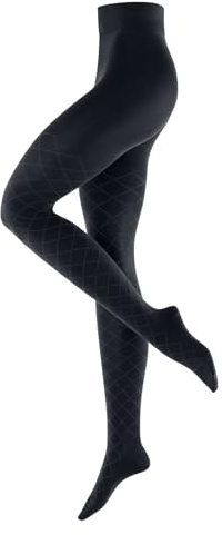 Burlington Damen Strumpfhose Argyle Affair W Ti Baumwolle gemustert 1 Stück, Blau Marine 6120, 42-44