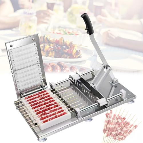 Machine à kebab de mouton manuelle 10 trous BBQ brochette de viande en bambou Doner Kebab Machine de fabrication de viande en acier inoxydable Fêtes de barbecue à domicile Aide au barbecue