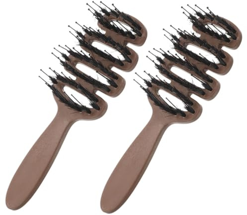 FRCOLOR 2 Stück Haarbürste Mit Wildschweinborsten Und Griff Für Dickes, Lockiges, Dünnes, Langes, Kurzes, Nasses Oder Trockenes Haar, Entwirrungsmassage, Glanz Verleihen, Reise-haarbürste