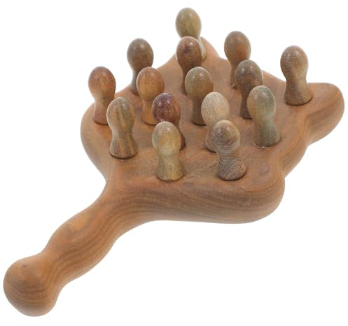 HEATSHAKING Praktisches Massagegerät zur Kopfhautmassage mit Breiten Zähnen Kreativer Massagekamm Leichter Handlicher Kamm Braun für Zuhause und Unterwegs