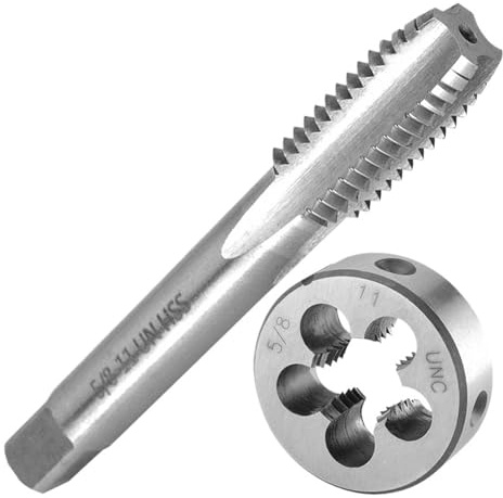 IndusTradCorp Juego de machos y terrajas de Mano Derecha, machos de roscar HSS y terrajas Redondas, 5/8-11, 5/8-18, 5/8-20, 5/8-24, 5/8-27, 5/8-32(5I8-11 UNC)