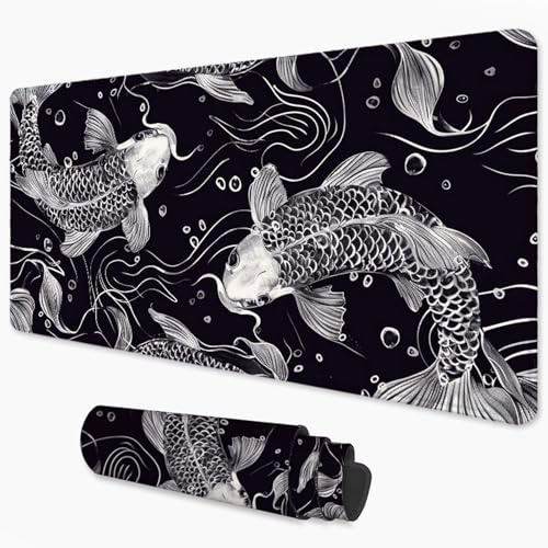 Alfombrilla Ratón Carpa koi Mouse Pad 1000x500 mm, Grande Alfombrilla Gaming Negro con Superficie Especial Que Mejora Velocidad y precisión, Mousepad Impermeable para Gamers, PC y Portátil 3Y-544