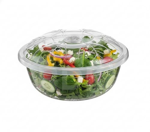 RDK Large Mixing Bowl with Lid Bread Dough Proofing Salad Fruit Food Basin Bowls Plastic Storage Container (Clear 34 cm)