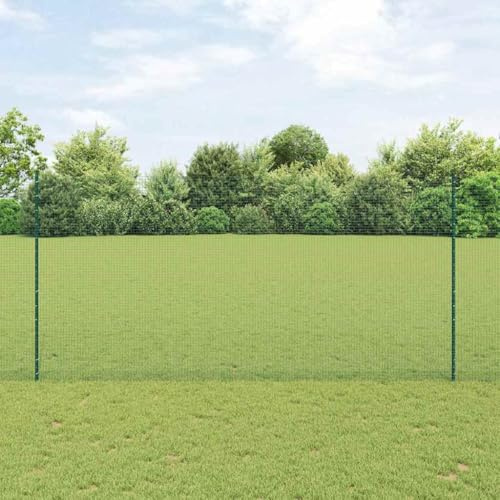 QJBSAVVA Gartenzaun Set Stahl 2500 x 150 cm Grün Pulverbeschichtet Robuster Drahtzaun mit 22 Pfosten Modernes Design Flexibel für Garten Terrasse Hof ...