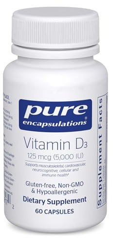 Pure Encapsulations Vitamin D3 125 mcg (5,000 IU) - Supplement to Support Bone, Joint, Breast, Heart, Colon, and Immune Health* - with Vitamin D - 60 Capsules