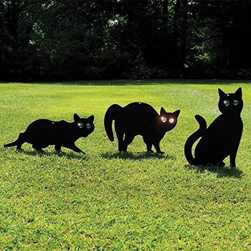 Garden Mile 3pc Black Cat Scarers For Gardens - Freestanding Cat Scarer And Bird Scarers For Gardens Pigeon Magpie Seagull Scarer - Black Steel Figures For Cat Deterrent And Bird Deterrent Products