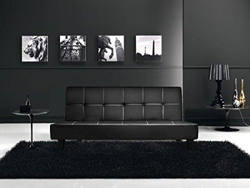 Bagno Italia Divano letto reclinabile 180x97x36 in ecopelle nero 3 posti con sistema antiribaltamento modello Federica I