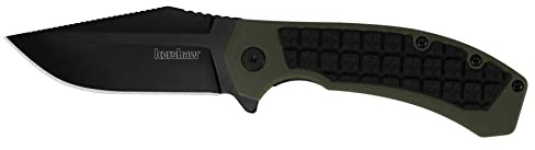 Kershaw Faultline Pocket Knife, Olive and Black, 3 Inch Drop Point Blade