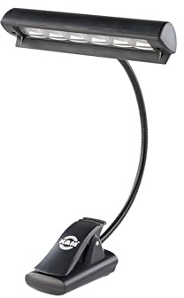 K&M 12248 Notenpultleuchte Concert Light Schwarz - 15 cm Lampenschirm -Clip mit Schwanenhals, 6 LEDs inkl. Tragetasche