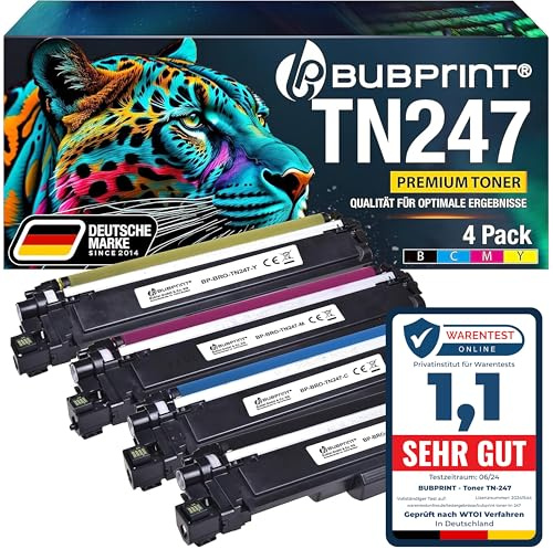 Bubprint 4 toner kompatibla med Brother TN-243 TN-247 CMYK set | Passar MFC-L3750CDW DCP-L3550CDW MFC-L3770CDW HL-L3210CW HL-L3230CDW DCP-L3510CDW HL-L3270CDW