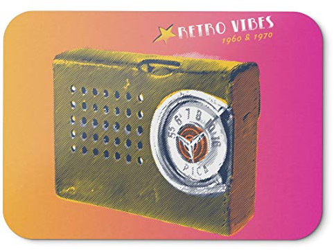 BLAK TEE Vintage Retro Radio Mouse Pad 18 x 22 cm in 3 Colours Pink Yellow