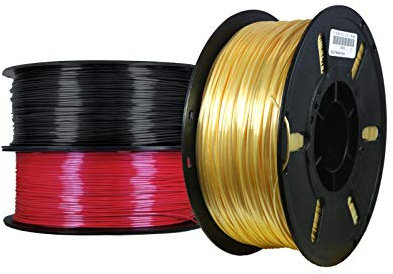 3 er Set PLA+ Shiney Silk 1,75mm 3D Drucker Filament 3 x 1kg = 3kg Black Pearl/Onyx Yellow/Royal Red