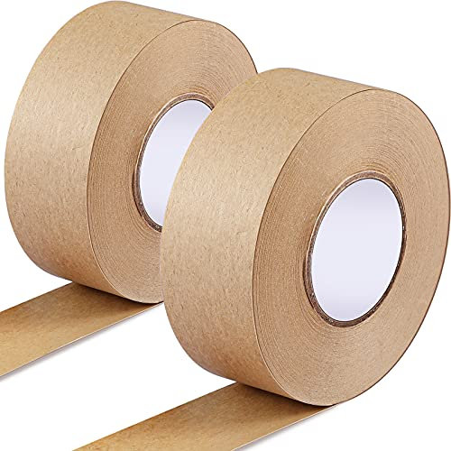 Outus 2 Rollen Klebeband aus verstärktem Kraftpapier, insgesamt 328 m, wasseraktiviertes Band, 1,5 Zoll Breite für Verpackung aus Glasfaser, braun, 38 mm Breite x 54 Yard Länge